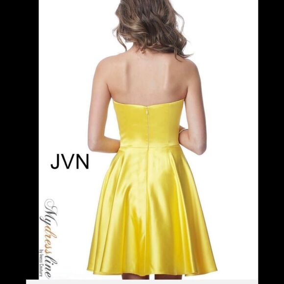 NEW JOVANI short cocktail yellow satin mini dress style JVN1717 size 2 - Picture 2 of 12